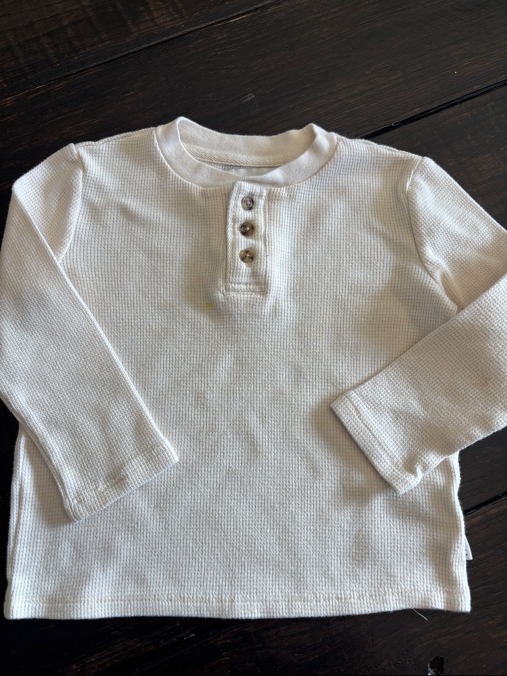 Sammy + Nat White Waffle Henley Long-Sleeve Tee
